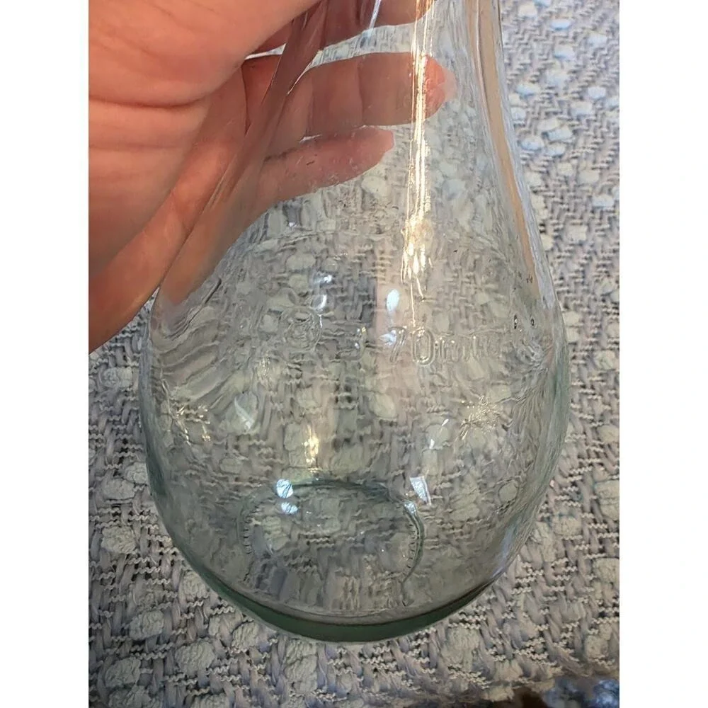 Vintage Clear‎ Glass Bottle Vase 750 ml Embossed Decorative Carafe E2